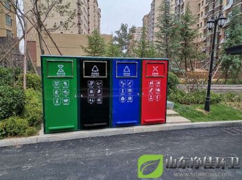 腳踏四分類(lèi)環(huán)衛(wèi)垃圾桶在青島市安裝完成